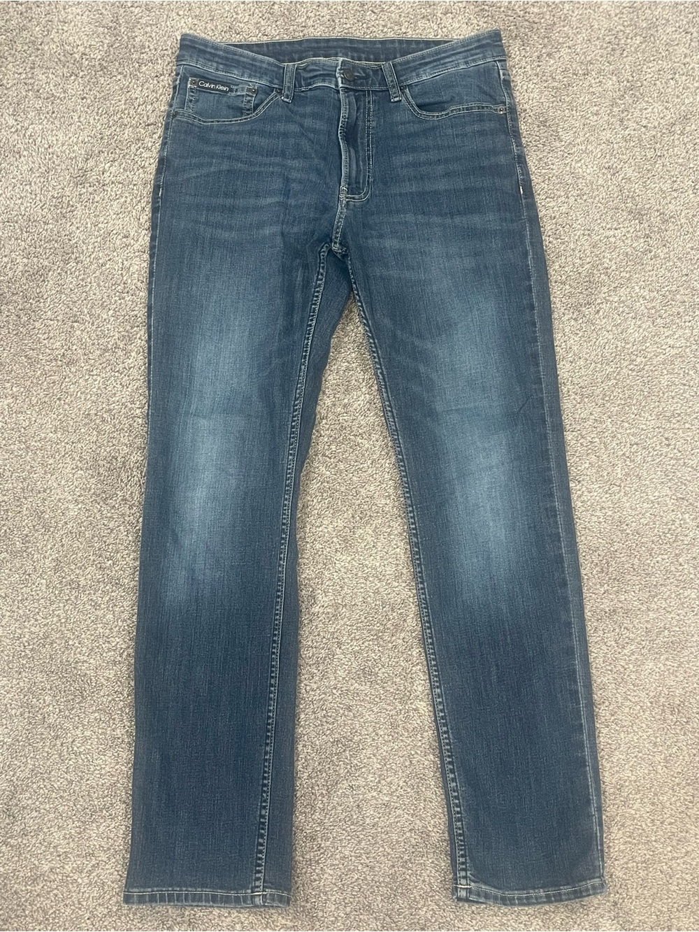 Calvin Klein Slim Jeans Mens 33x30 Blue Stretch Denim Straight Tapered W33 L30